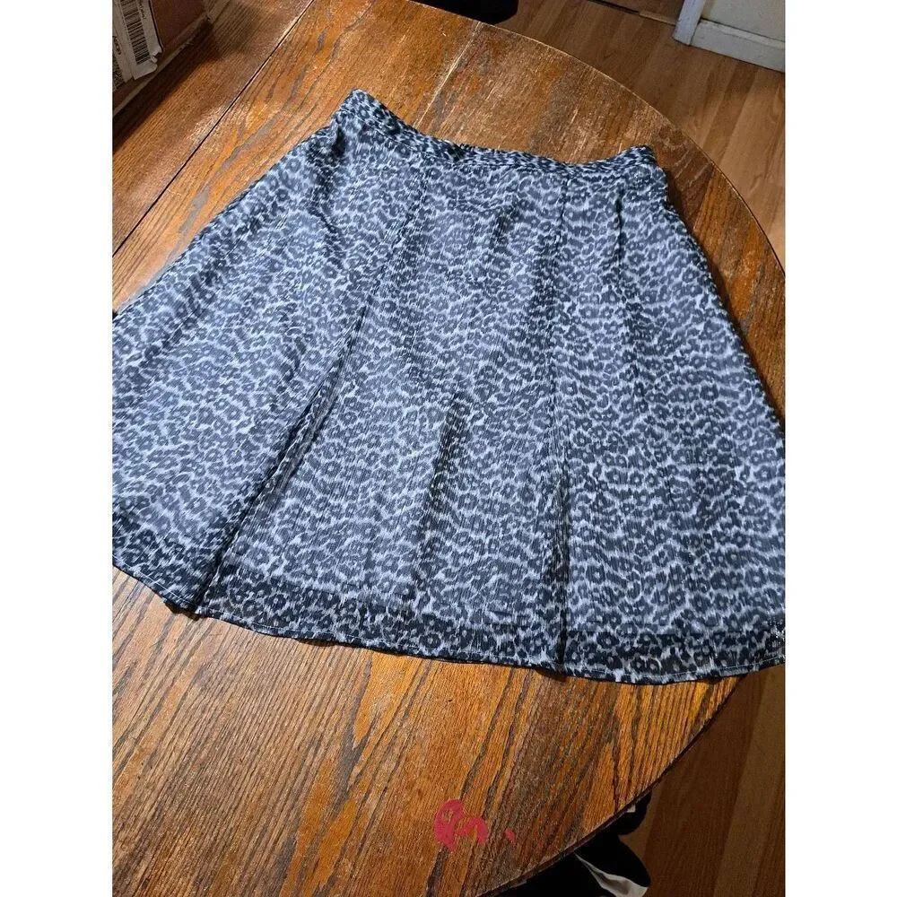 XXL Jaclyn Smith Black Grey Silver Metallic Lined Midi Skirt Rear Elastic Waist